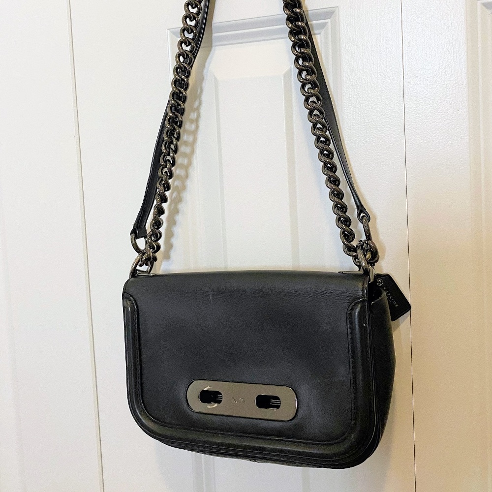 COACH BLACK LEATHER CROSSBODY HANDBAG